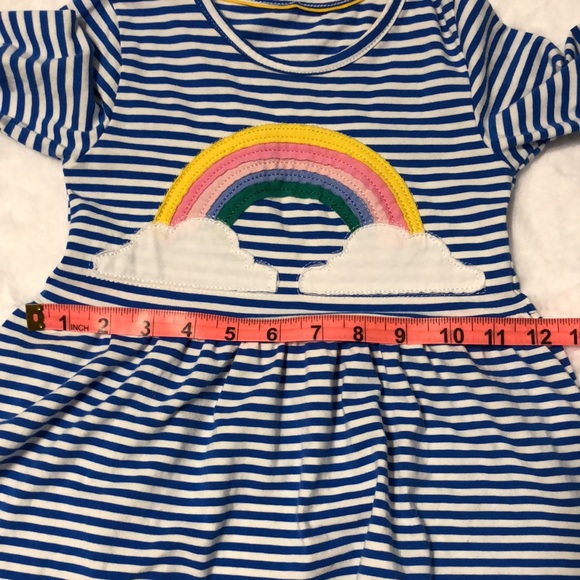 Long Sleeve Striped Appliqué Cotton Shirt Dress with Rainbow 🌈 - Picture 7 of 14